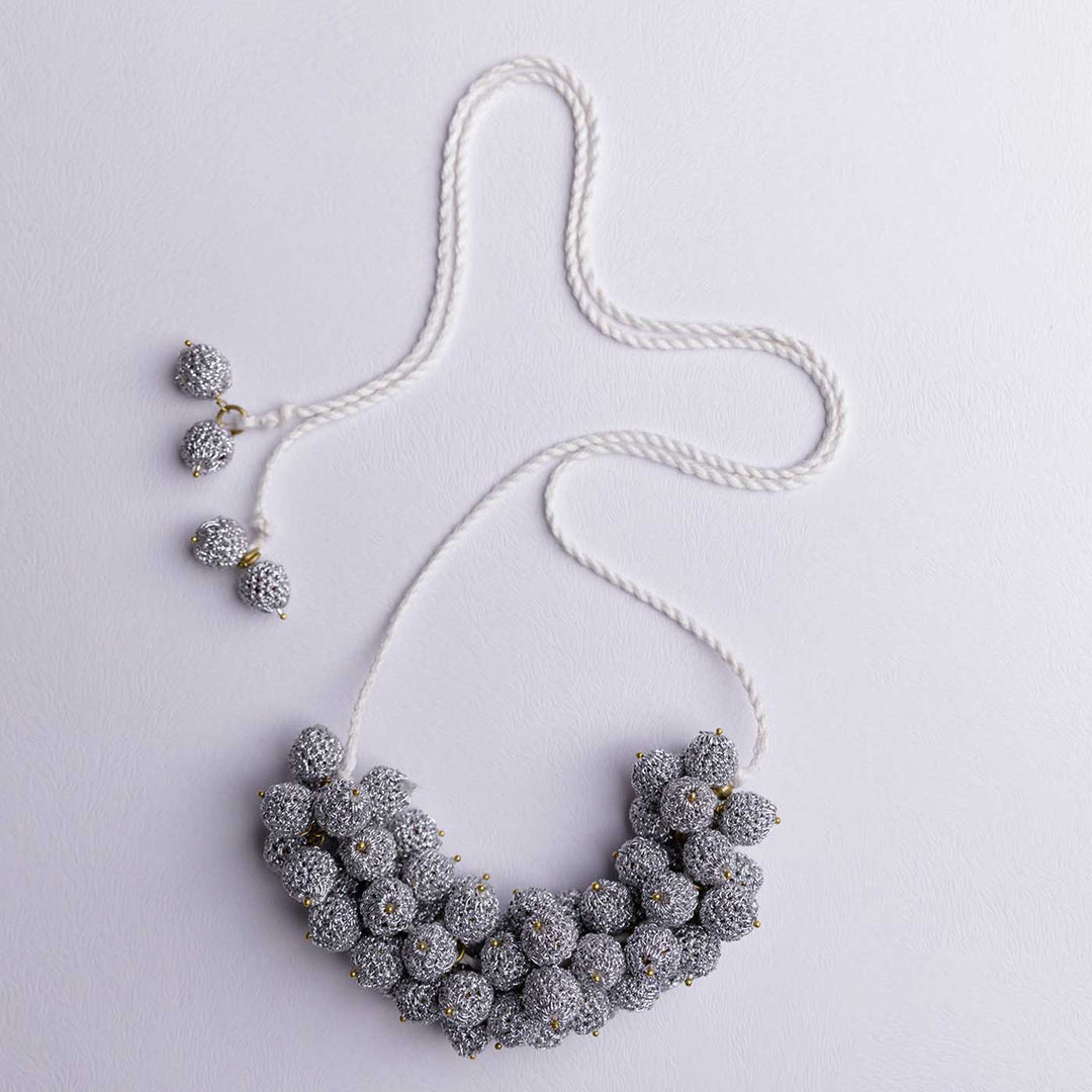 Handmade Crochet Silver Devi Necklace
