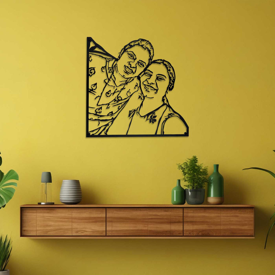 Photo Personalized Handmade Laser Cut Siblings Theme Metal Decorative Plaque