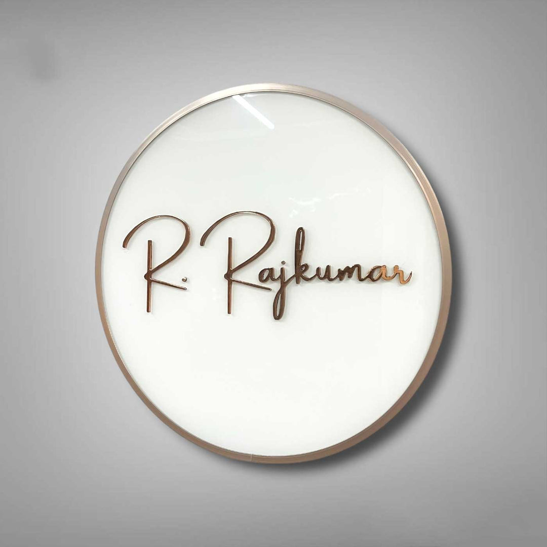 Personalized Engraved Round White Copper Stainless Steel Name Plate