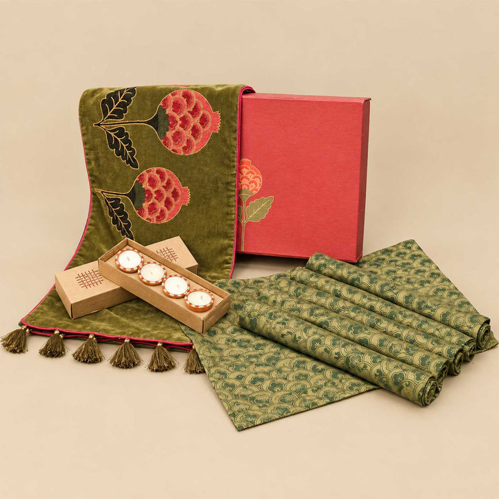 Handcrafted Olive Anar Diwali Table Décor Small Gift Hamper For Festive Gifting