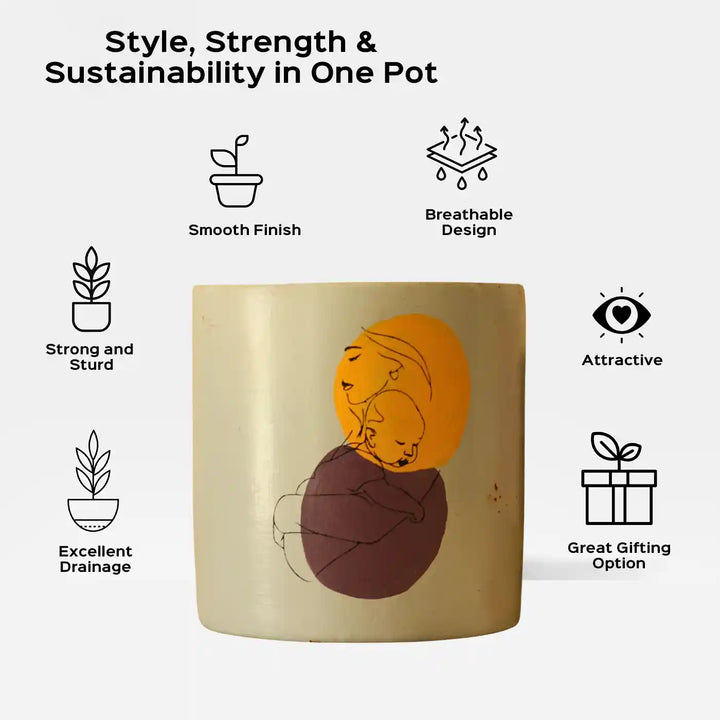 Customized Hand-Painted New Mother Terracotta Planter