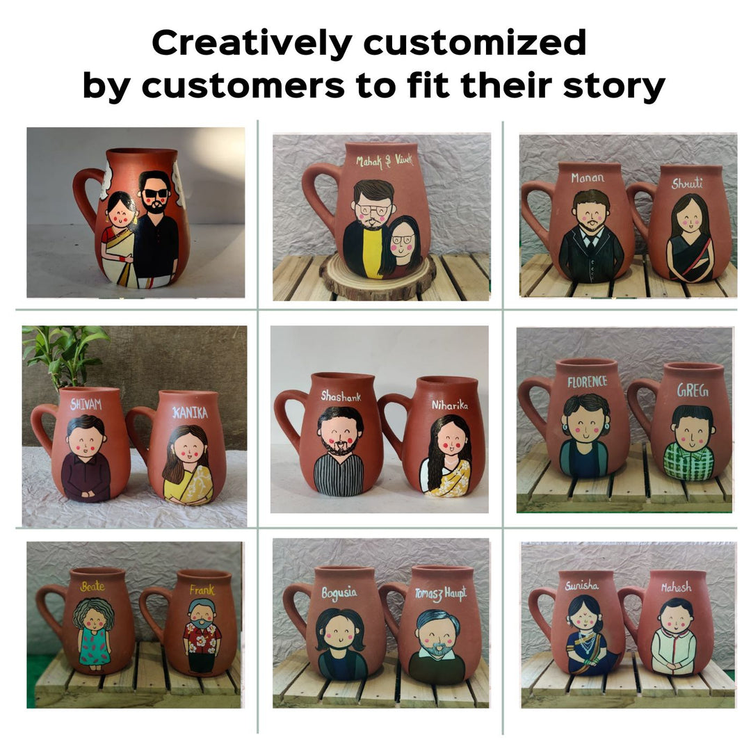 Family Love | Personalised Terracotta Mugs with Photo Based Caricatures