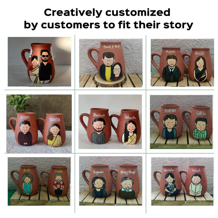 Family Love | Personalised Terracotta Mugs with Photo Based Caricatures
