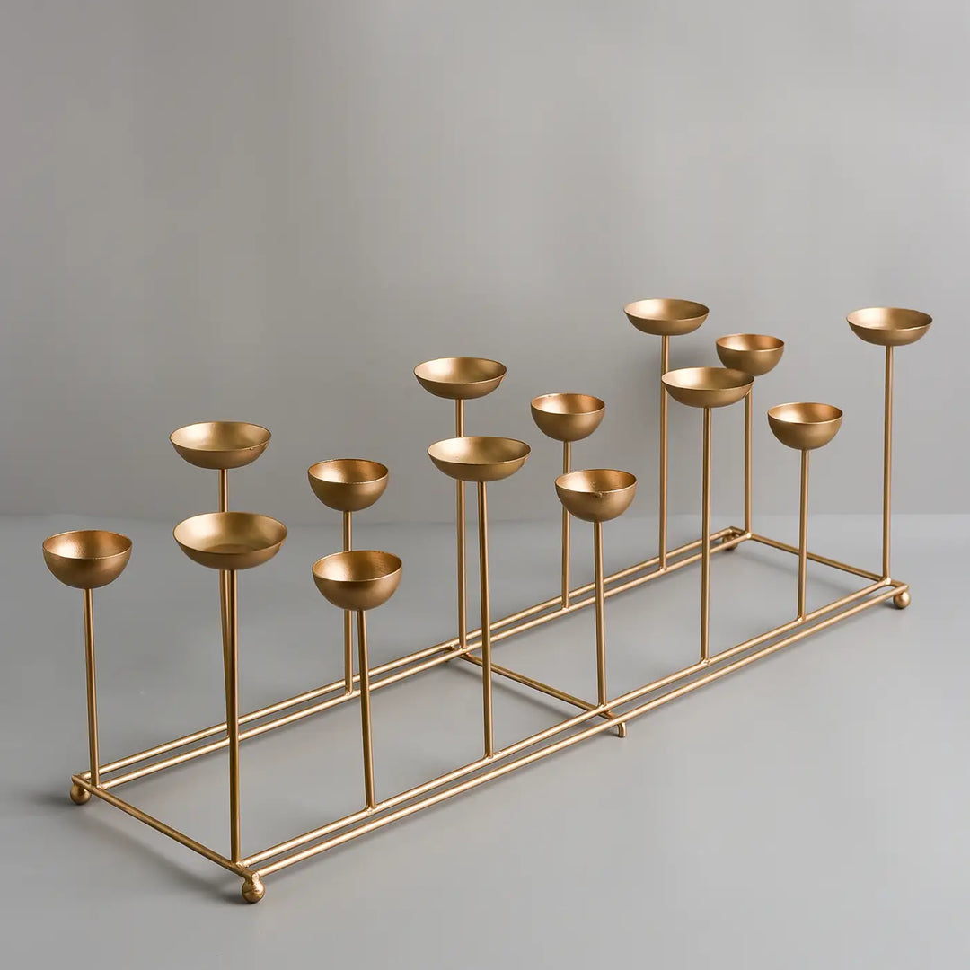 24 Inch | Decorative Large 2 Row Metal Tealight Holder