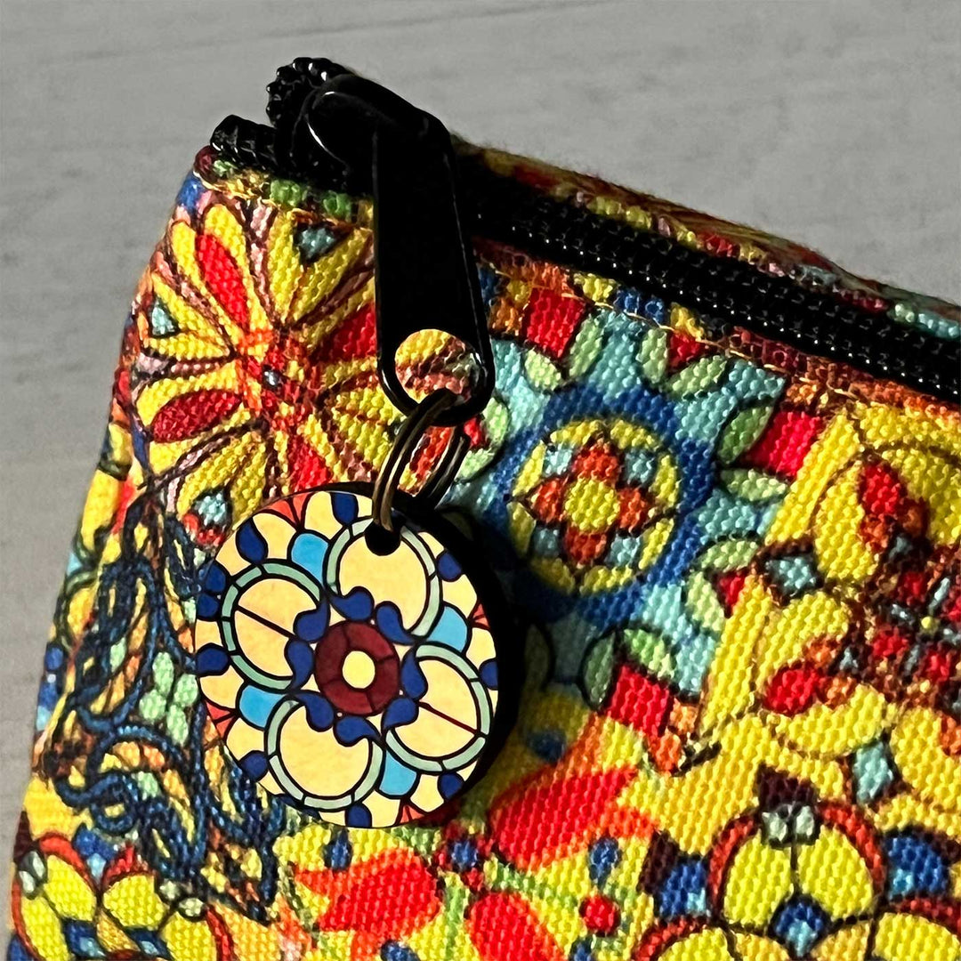 Hand-Painted Mumbai Heritage Stained Glass CST Inspired Canvas Pouch