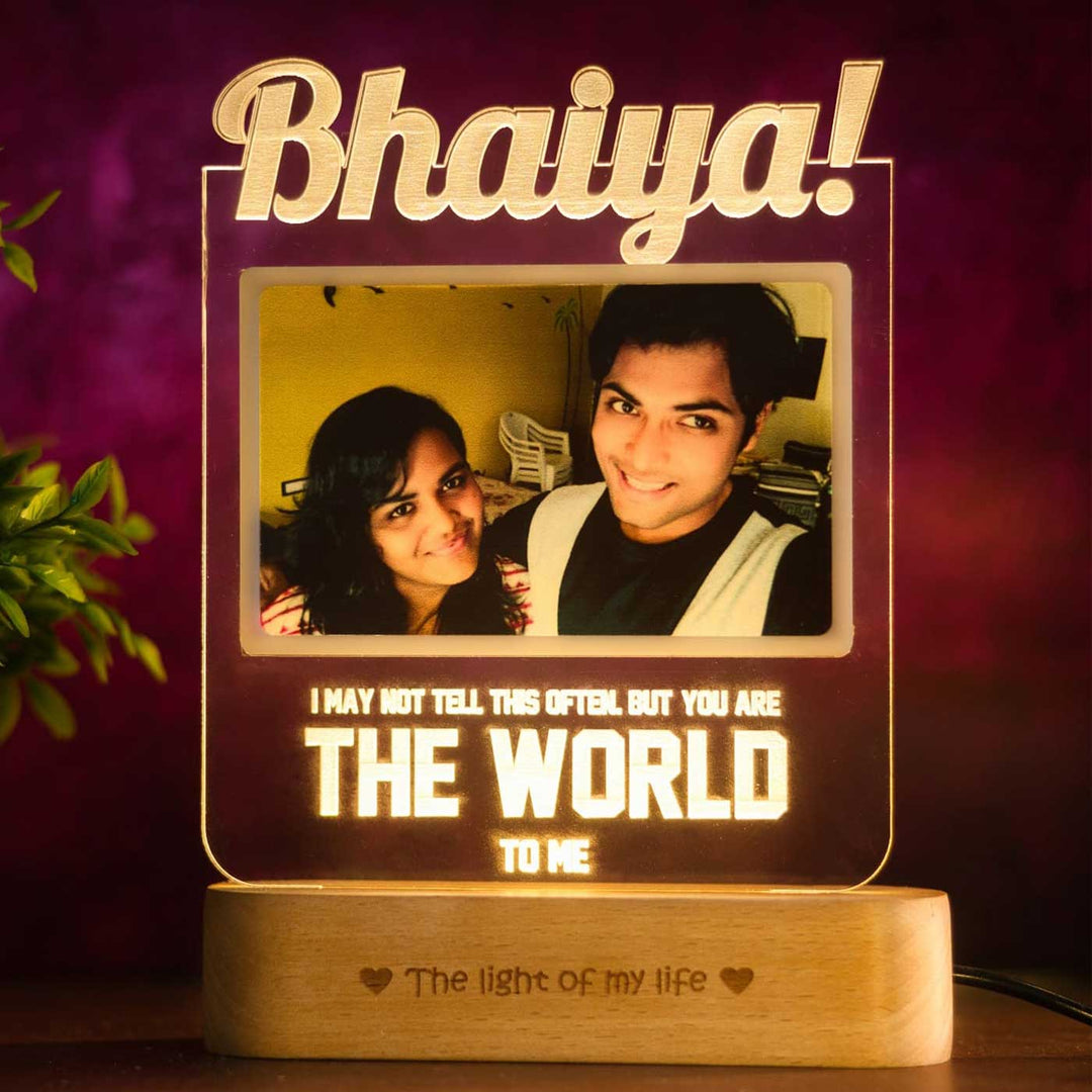 Photo Personalized Engraved Shine On Bhaiya Acrylic Table Lamp