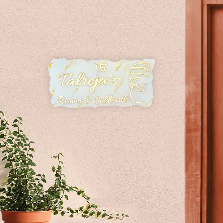 Personalized Ik Onkar Theme Resin Name Plate