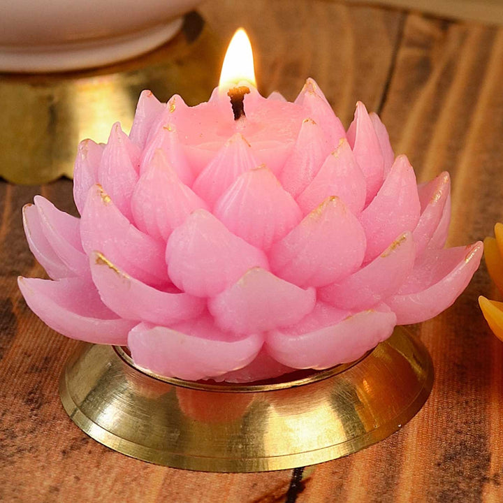 Handmade Blooming Lotus Soy Wax Scented Candle | Set Of 2
