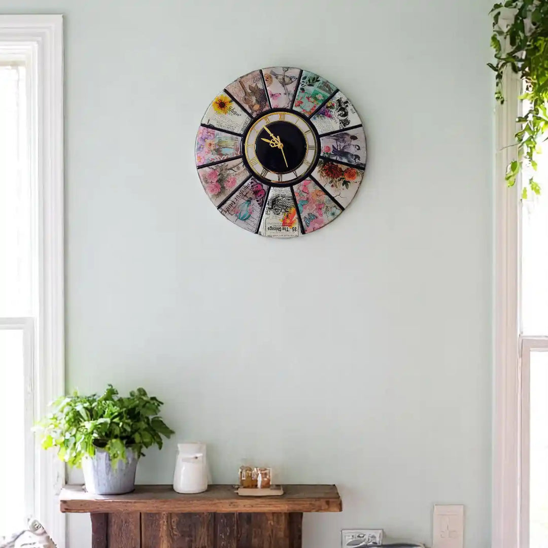Handmade Vintage Art Resin Wall Clock