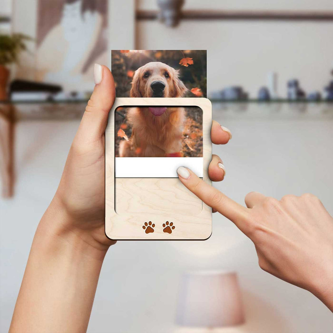 Photo Personalized Printed Pet Paws Theme Wooden Fridge Magnet
