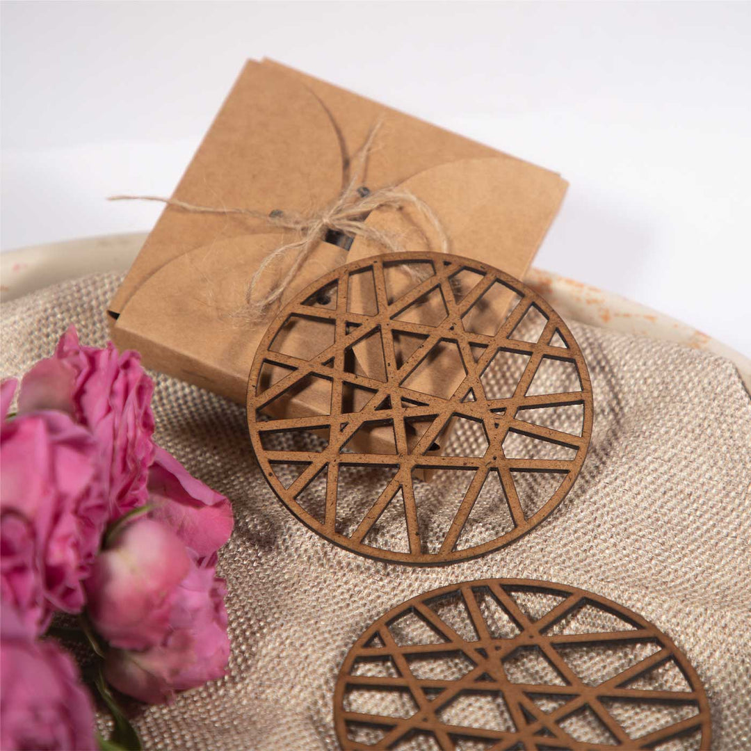 Web Pattern Sleek MDF Coaster Set  | Set of 6