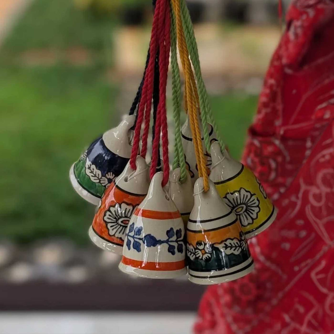 4 Pc  | Handmade Blissful Design Ceramic Bell