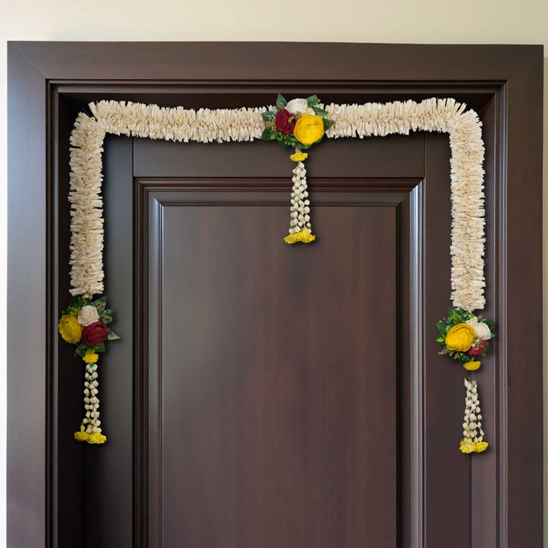 75 In | Handmade Sukanya White & Yellow Shola Flower Toran