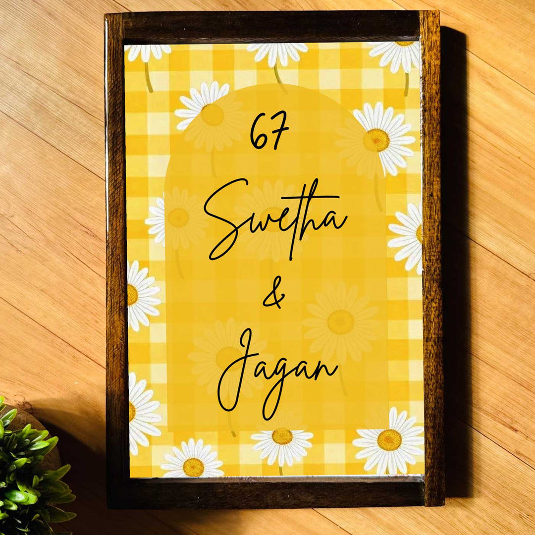 Daisy Floral Vintage Personalized Resin Wooden Frame Name Plate