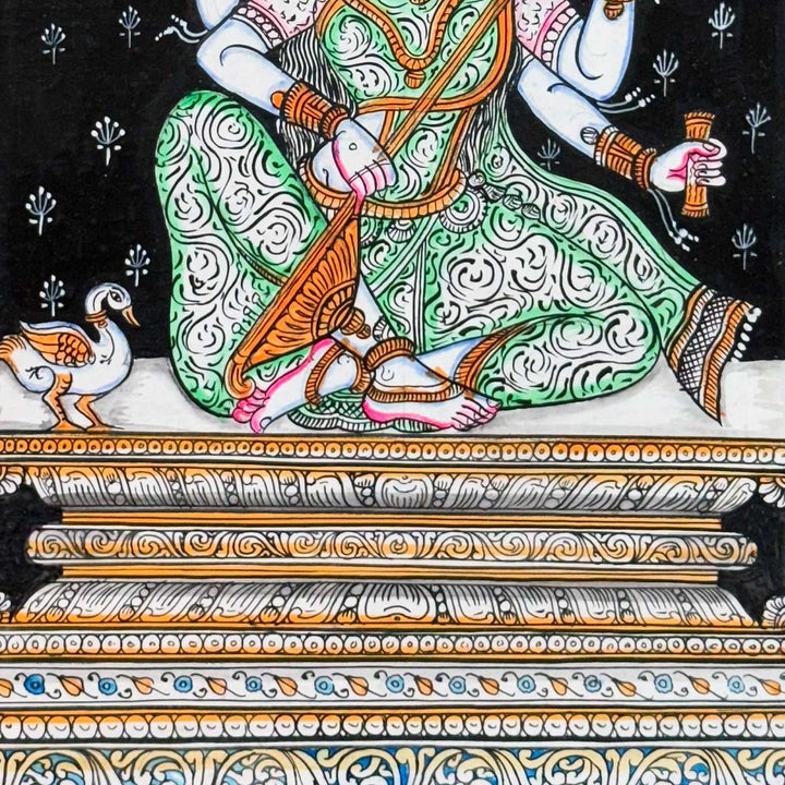 19 X 13 Inch | Handmade Canvas Saraswathi Painting