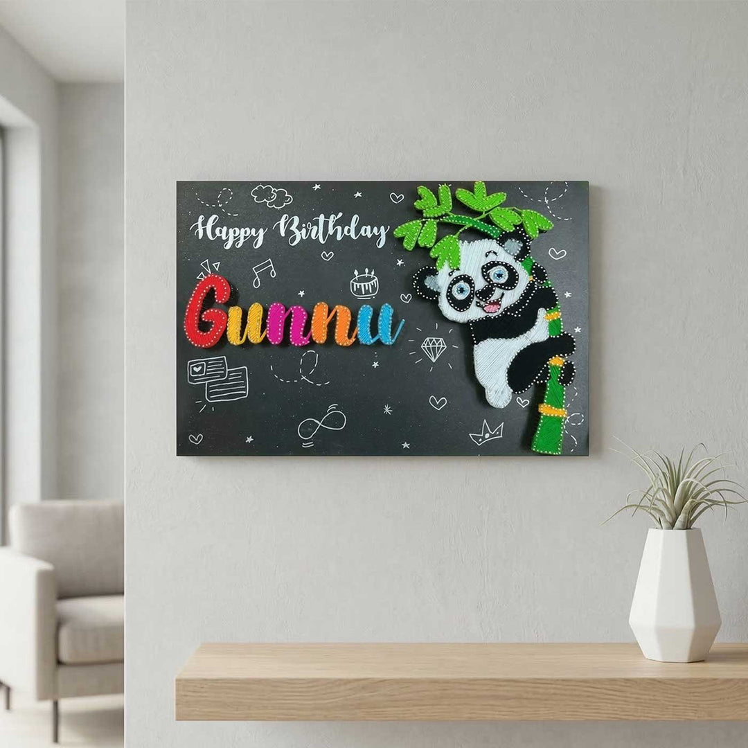 Personalized String Art Pandalicious Birthday Bash Wooden Name Plate