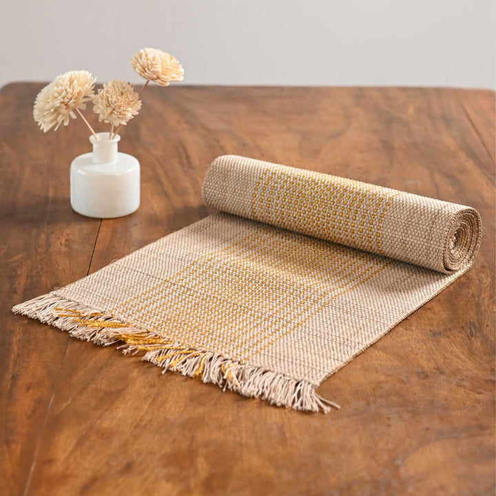 Hand Woven Vertical Striped Madhurkati Table Runner