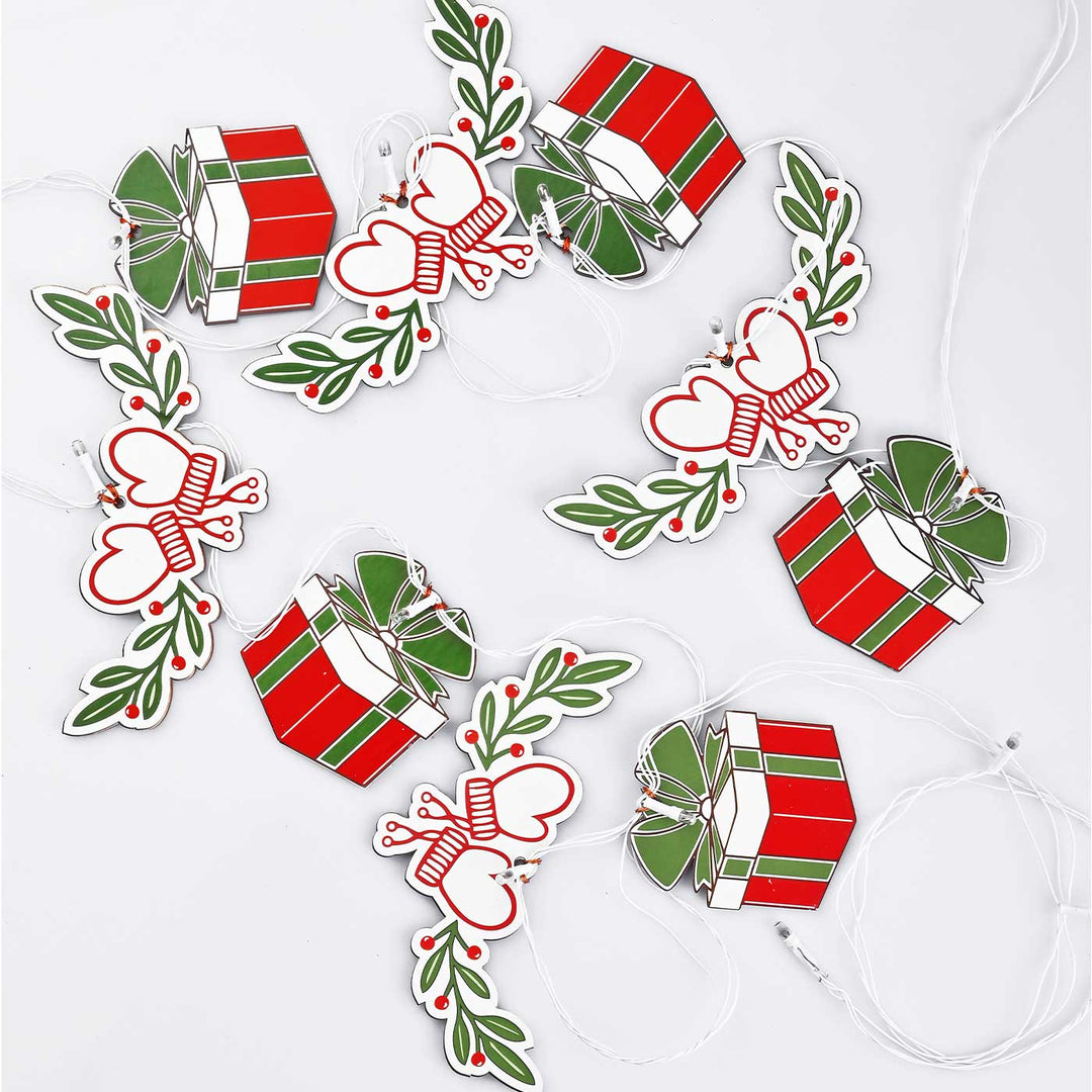 3 m, 14 Bulbs | Decorative Pine Wood Gift & Gloves LED Fairy Light