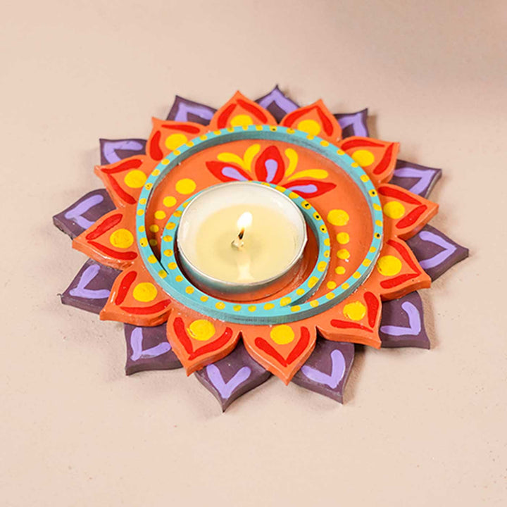 Handmade Flower Wooden Tealight Holder