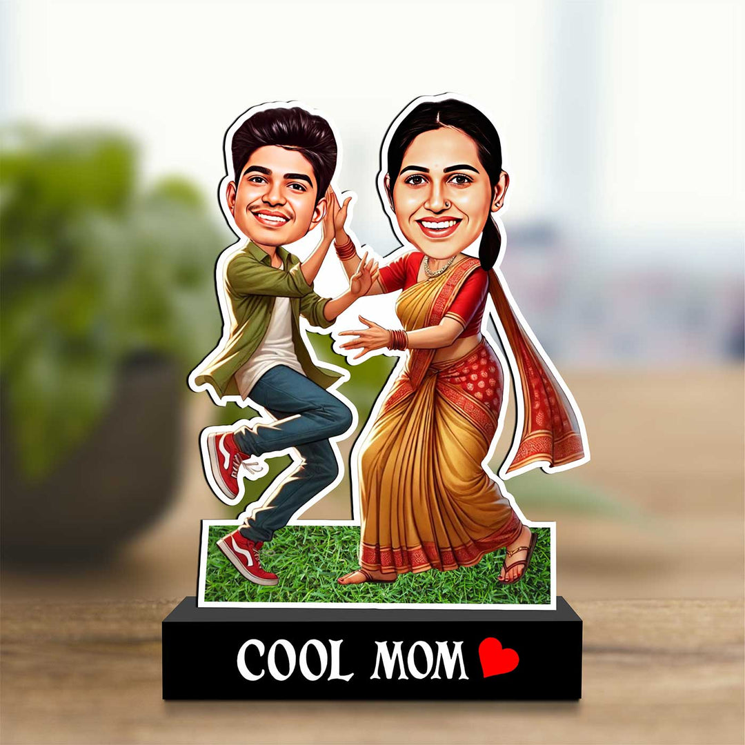 Photo Personalized "Cool Mom" MDF Wood Caricature Cutout For Mothers