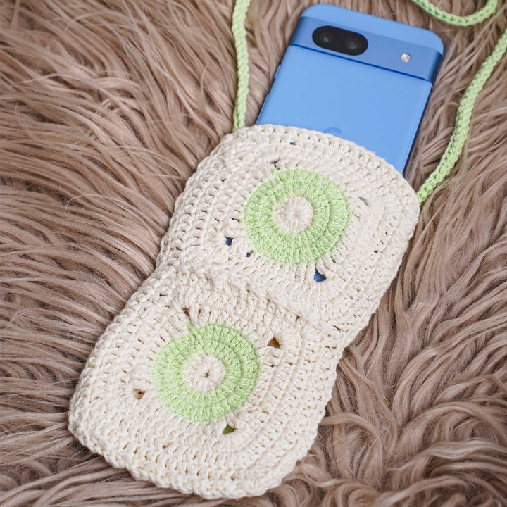 Handmade Crochet The Kiwi Cotton Mobile Sling Bag