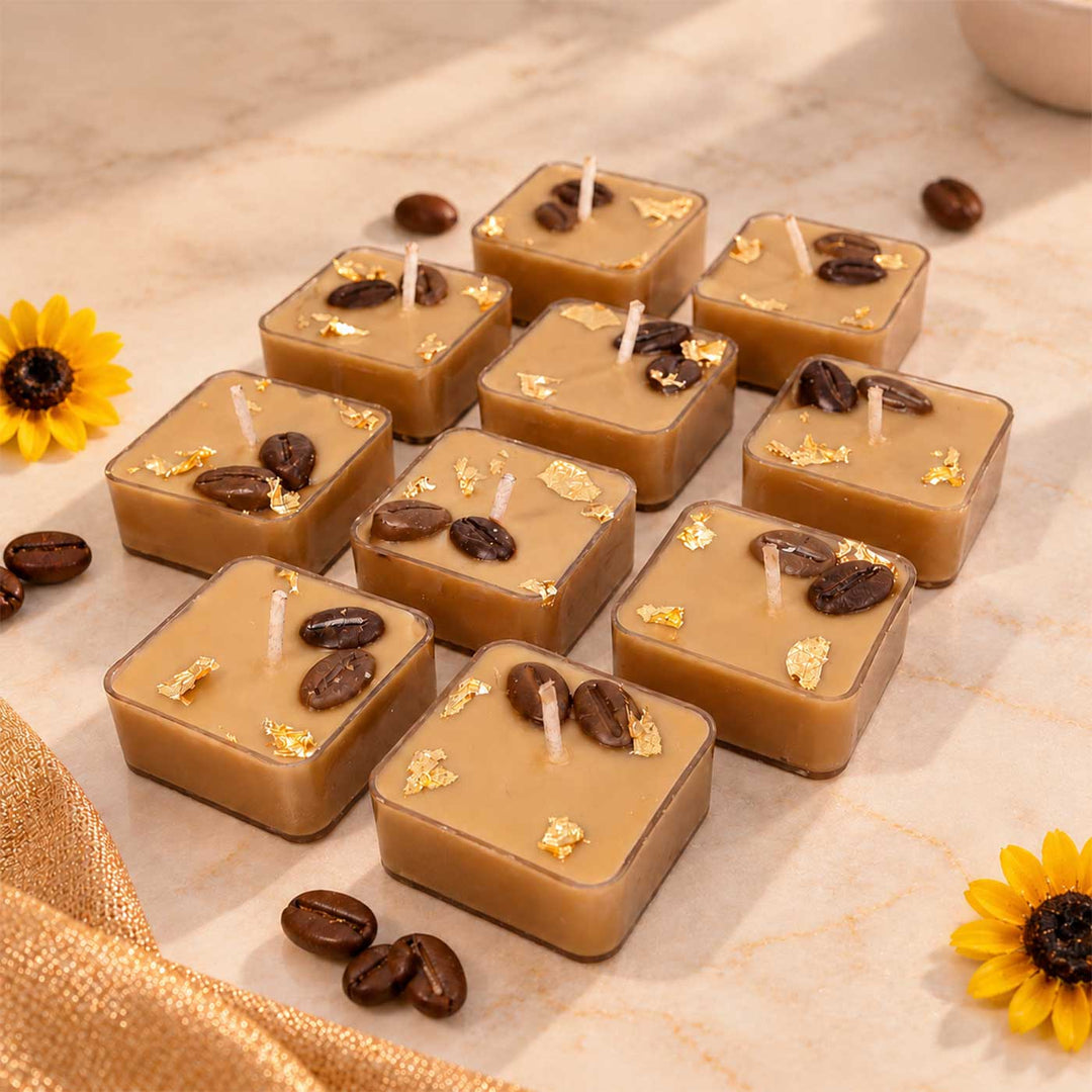 10 pc | Handmade Coffee Bean Scented Soy Wax Tealight Candle