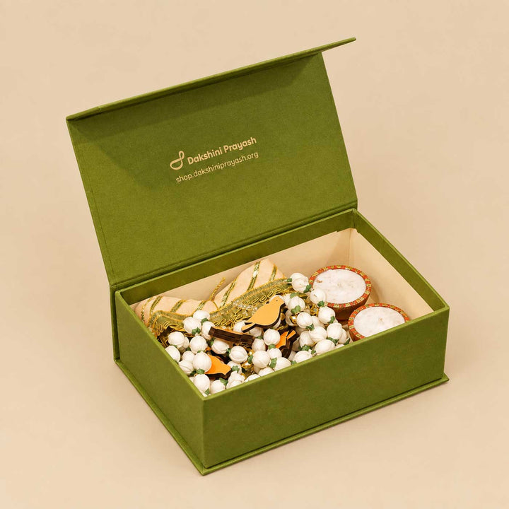 Handcrafted Peach Chidiya Diwali Toran And Diya Mini Gift Hamper For Festive Gifting