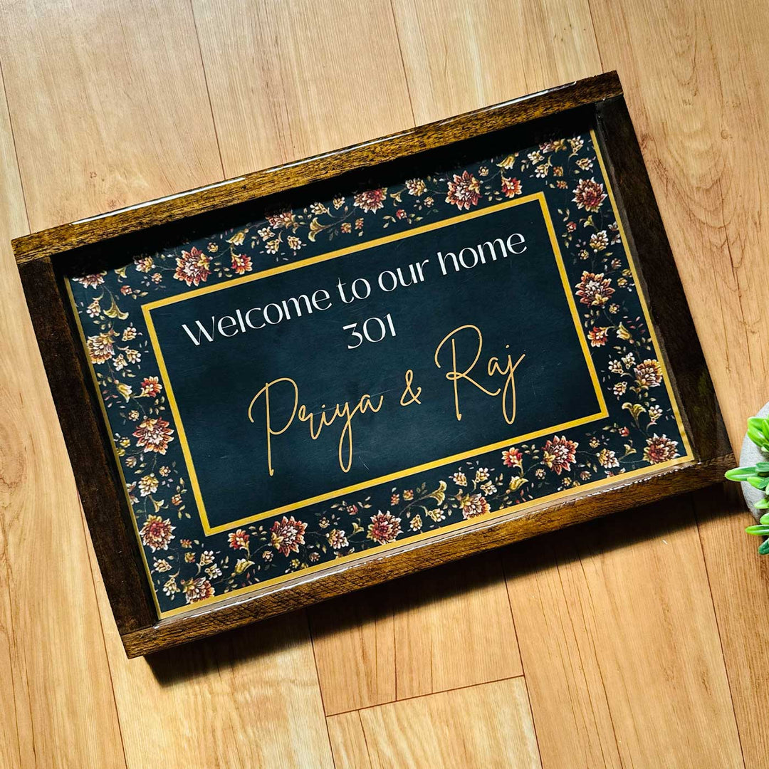 Midnight Bloom Personalized Resin Wooden Frame Name Plate