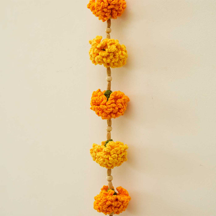 2 pc | Handmade Ashok Patta & Marigold Flower Crochet Hanging