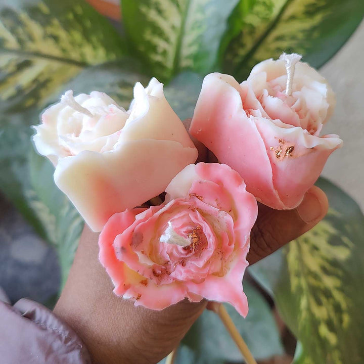 Handmade Heart Shaped Rose Soy Wax Candle
