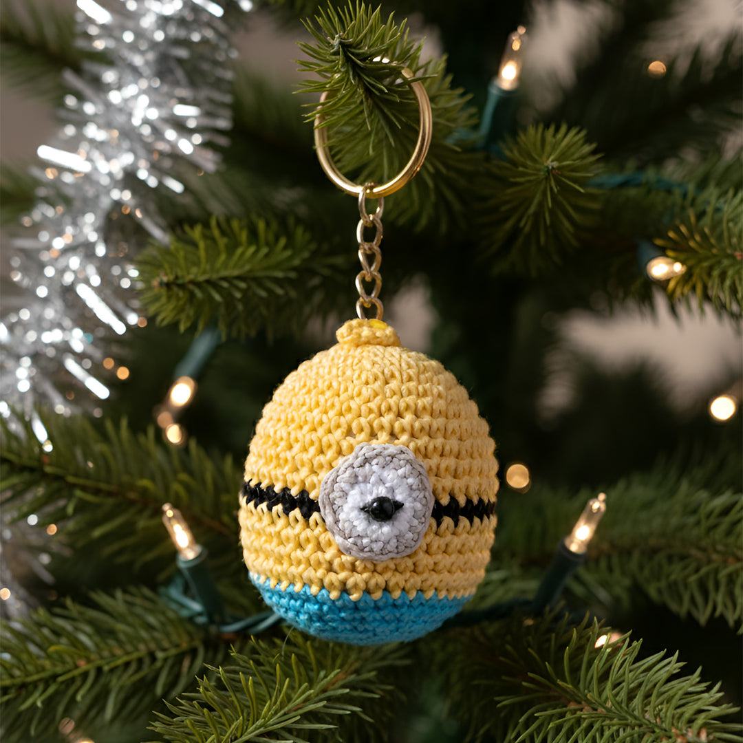 Handmade Crochet Minion Ornament For Christmas Decoration