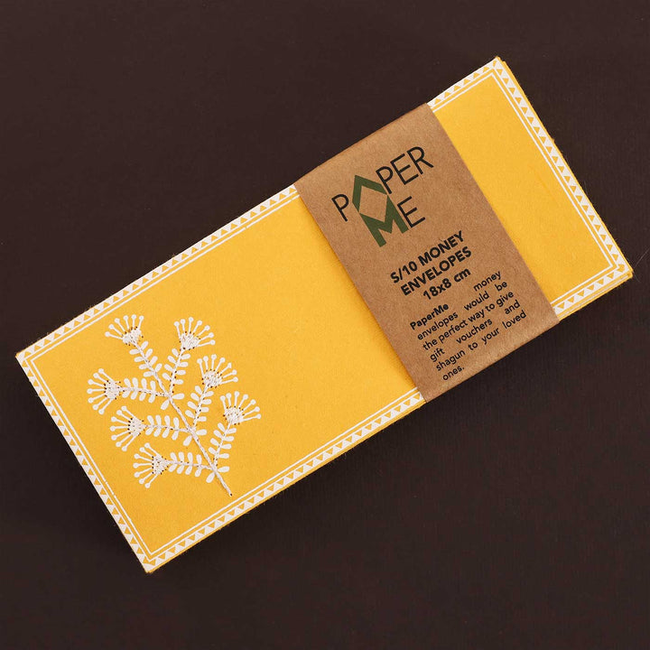 Personalized Handmade Embroidered Sarang Paper Envelopes | Set Of 10