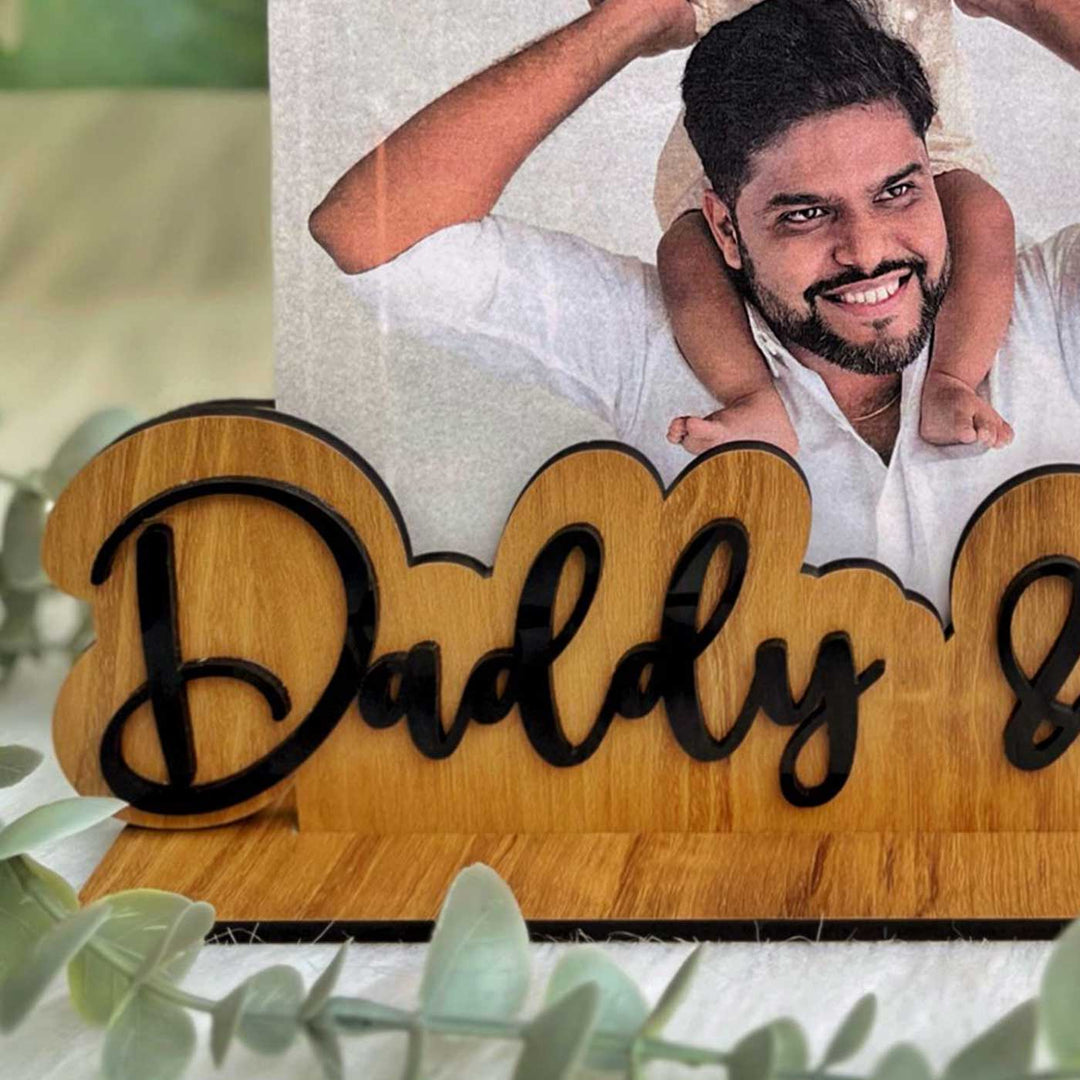 Photo Personalized Laser Cut "Daddy & Me" Wooden Decorative Plaque For Kids
