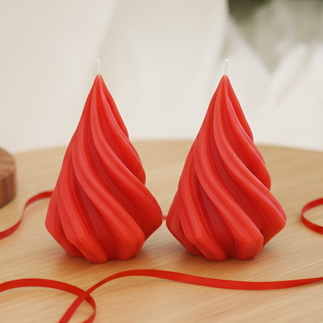 2 Pc | Handmade Swirl Tree Soy Wax Candles