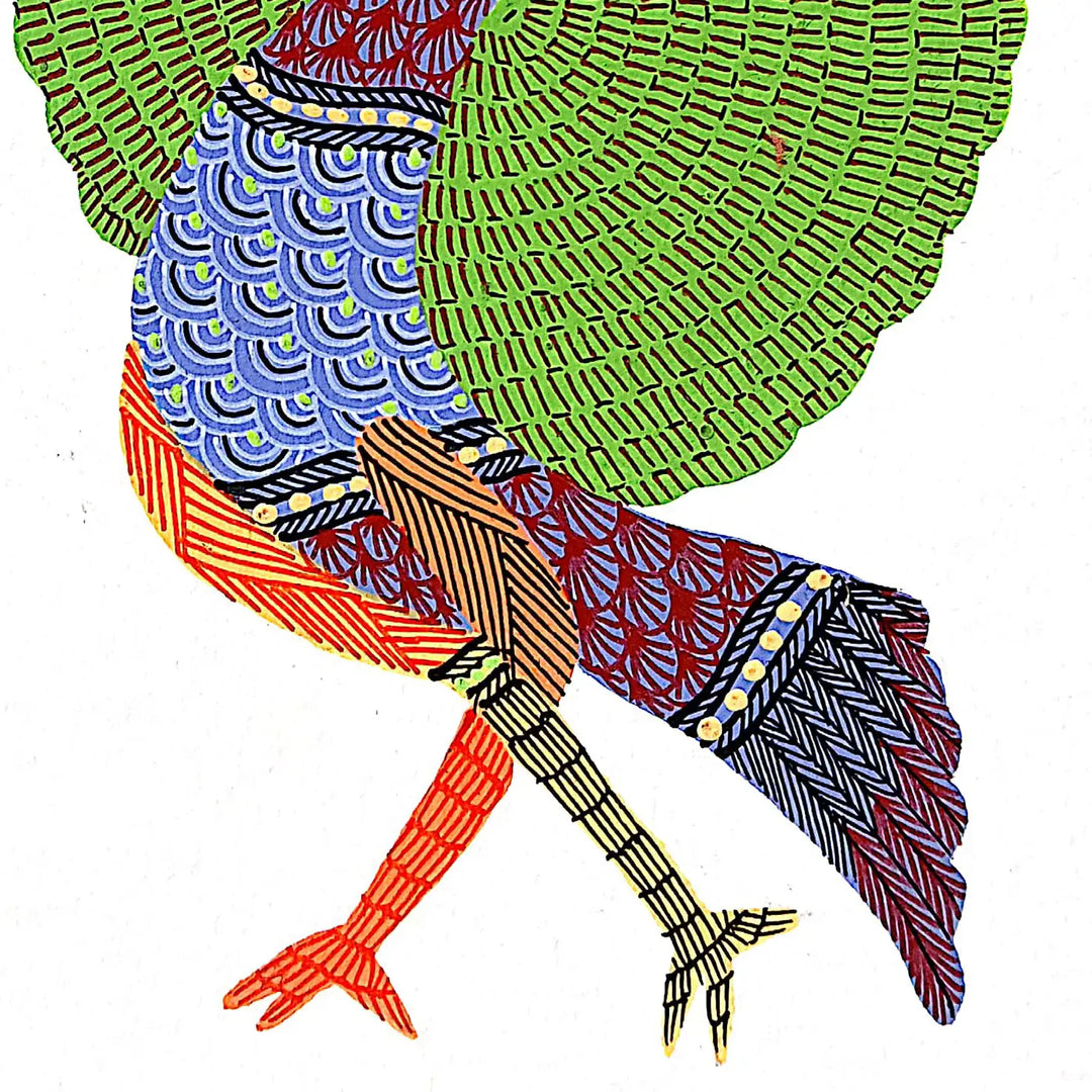 6 x 8 Inch | Dance of the Dawn | Original Hand painted Tribal Gond Art Painting | Acrylic Paints On Paper