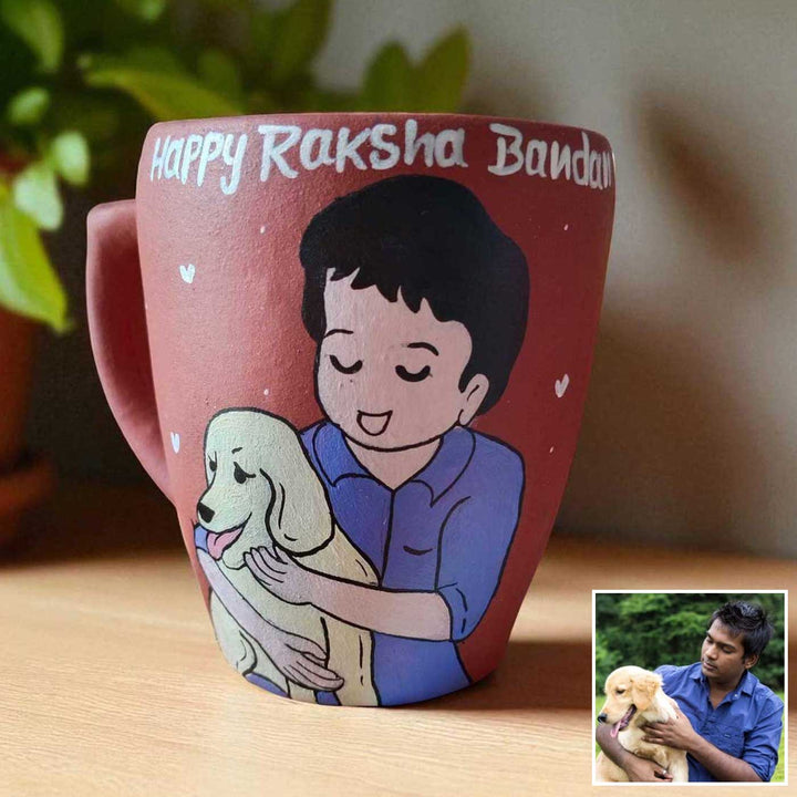 Photo Personalized Hand-Painted Pet Brother Design Terracotta Mug