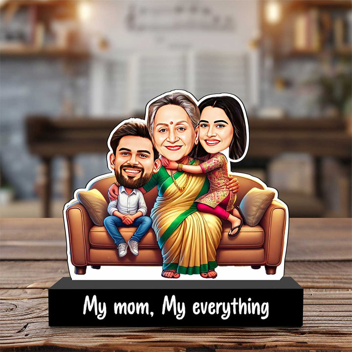 Photo Personalized "My Mom, My Everything" MDF Wood Caricature Cutout For Mothers