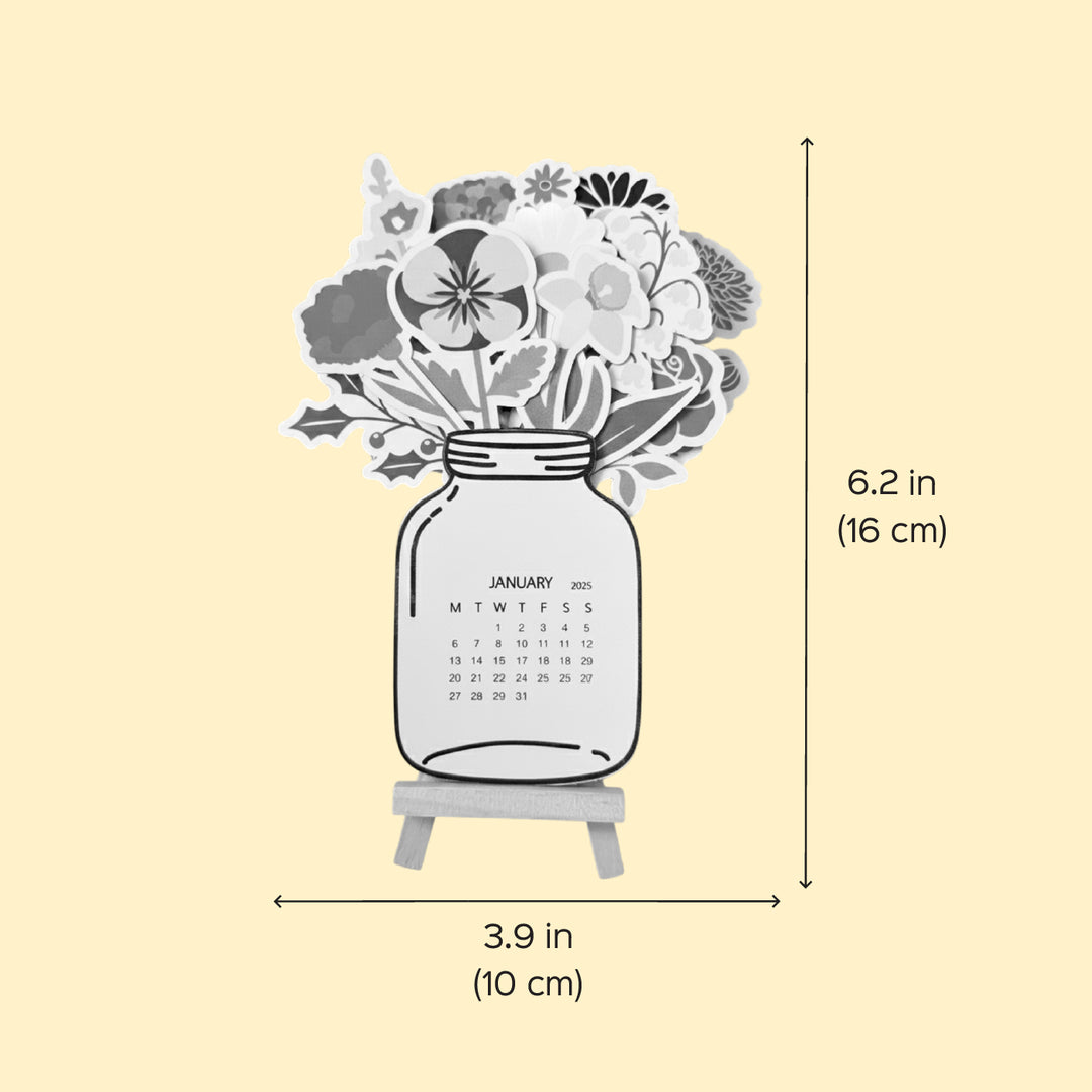 Floral Theme 2026 Desk Calendar With Stand