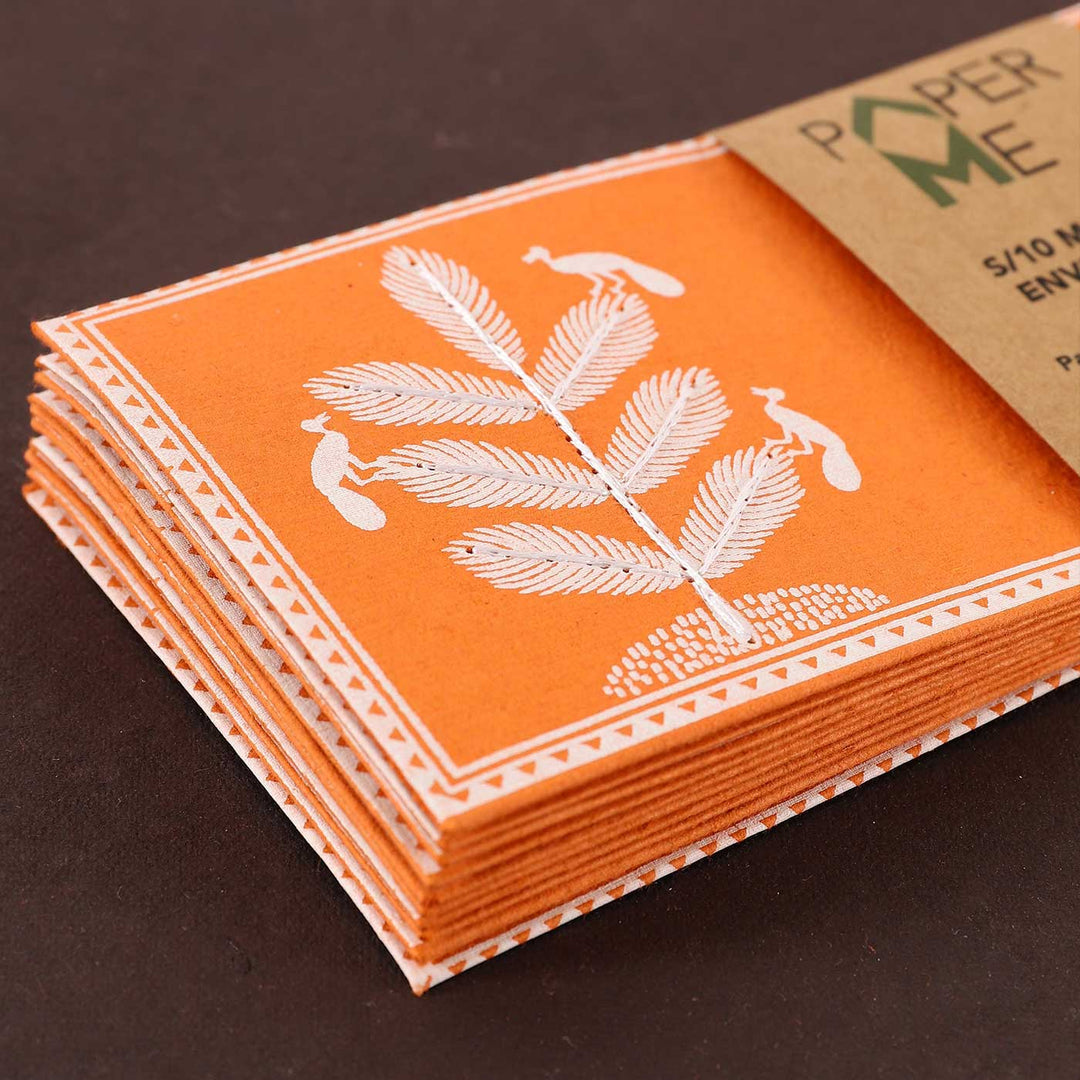 Personalized Handmade Embroidered Van Design Paper Envelopes | Set Of 30