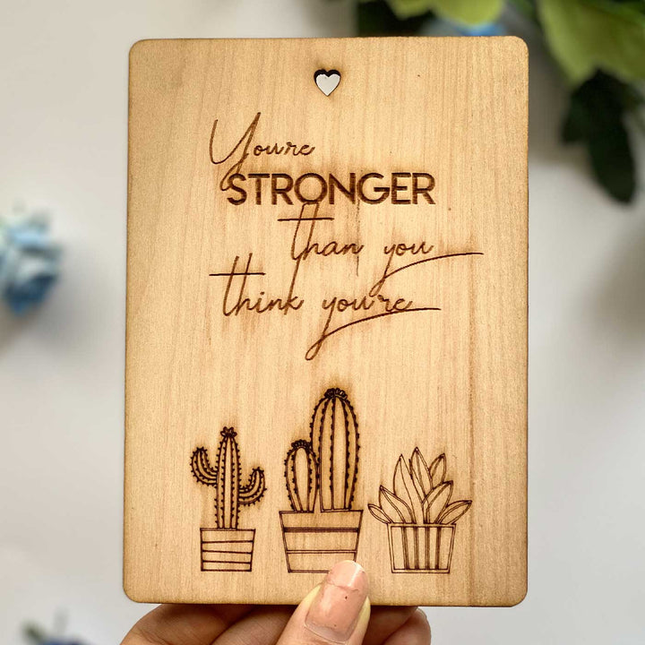 Engraved “You’re Stronger” Wooden Greeting Card