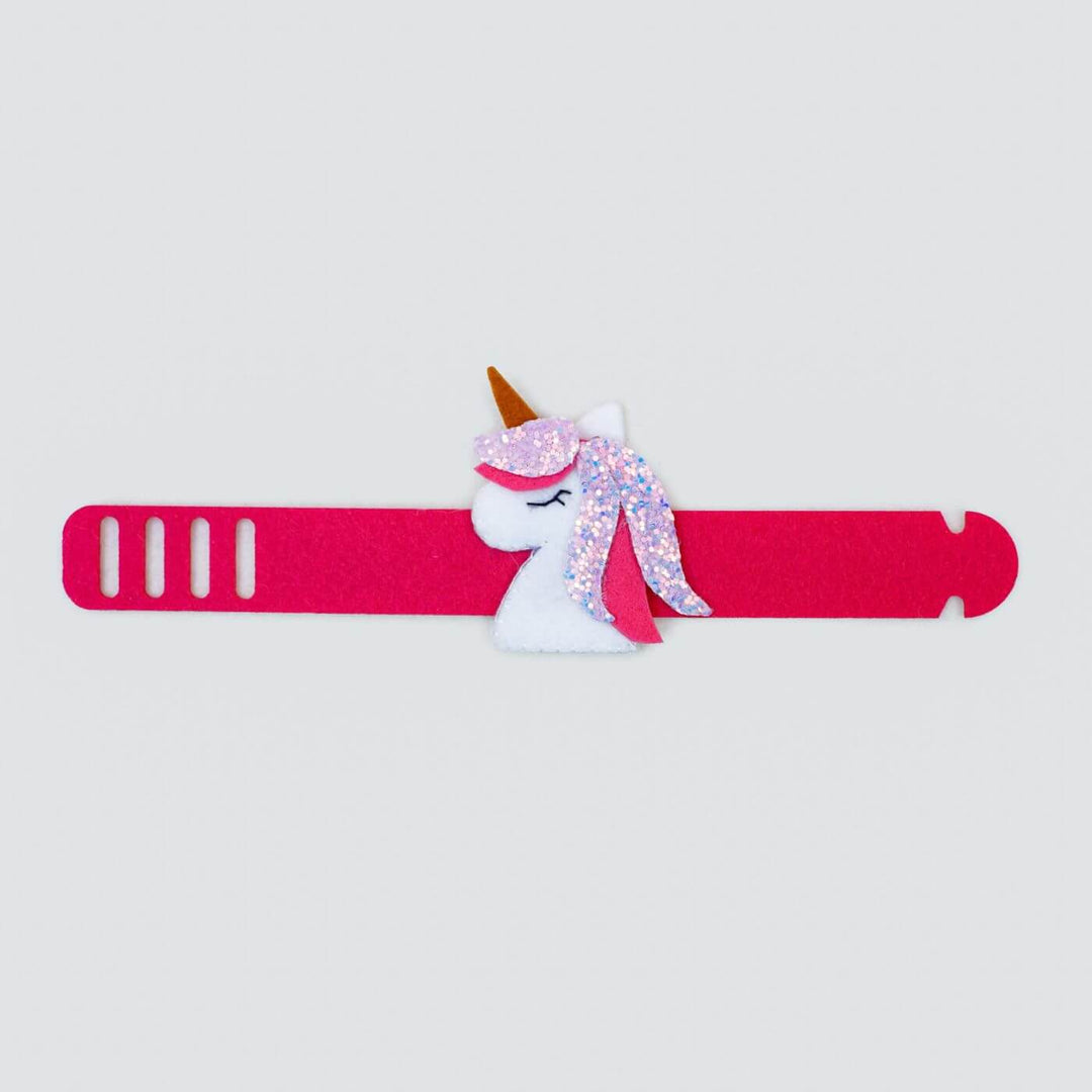 Kids Theme Felt Rakhi Band With Roli Chawal 7 - Unicorn Band Front View
