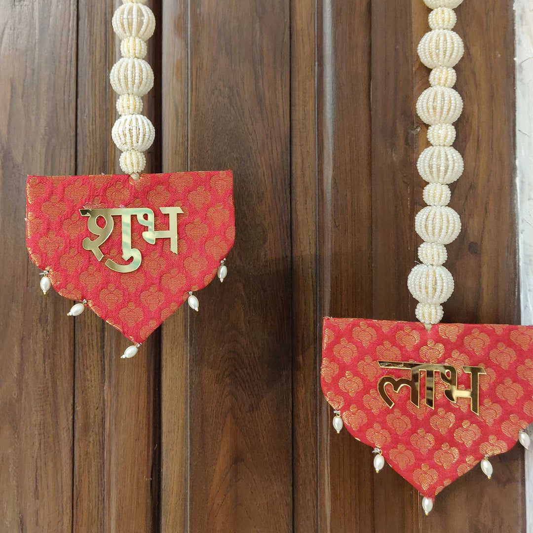 2 Pc | Handmade Festive Brocade Shubh Labh Hangings