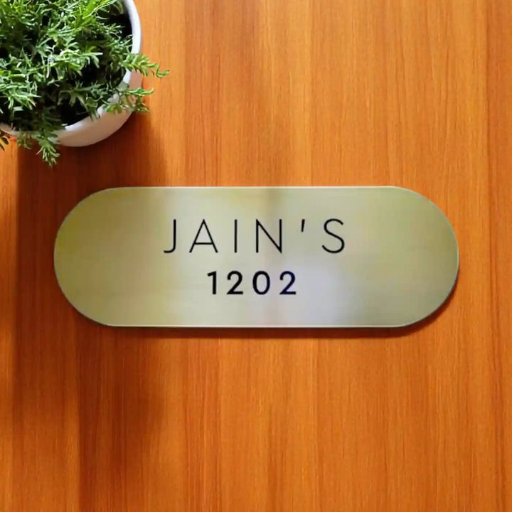 Personalized Minimal Oval Design Brass Name Plate