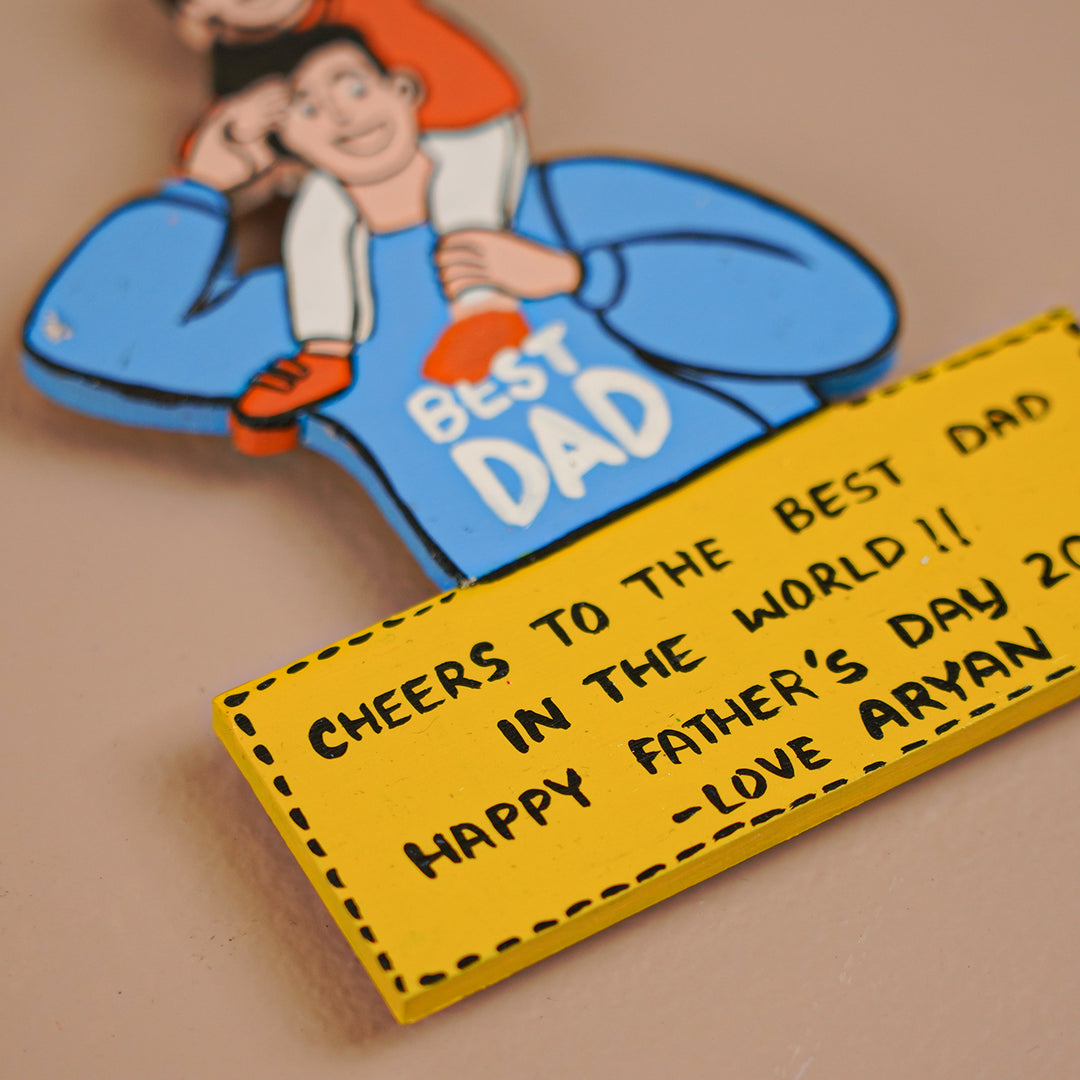 Personalized Caricature Cutout MDF Wood Fridge Magnet For Fathers