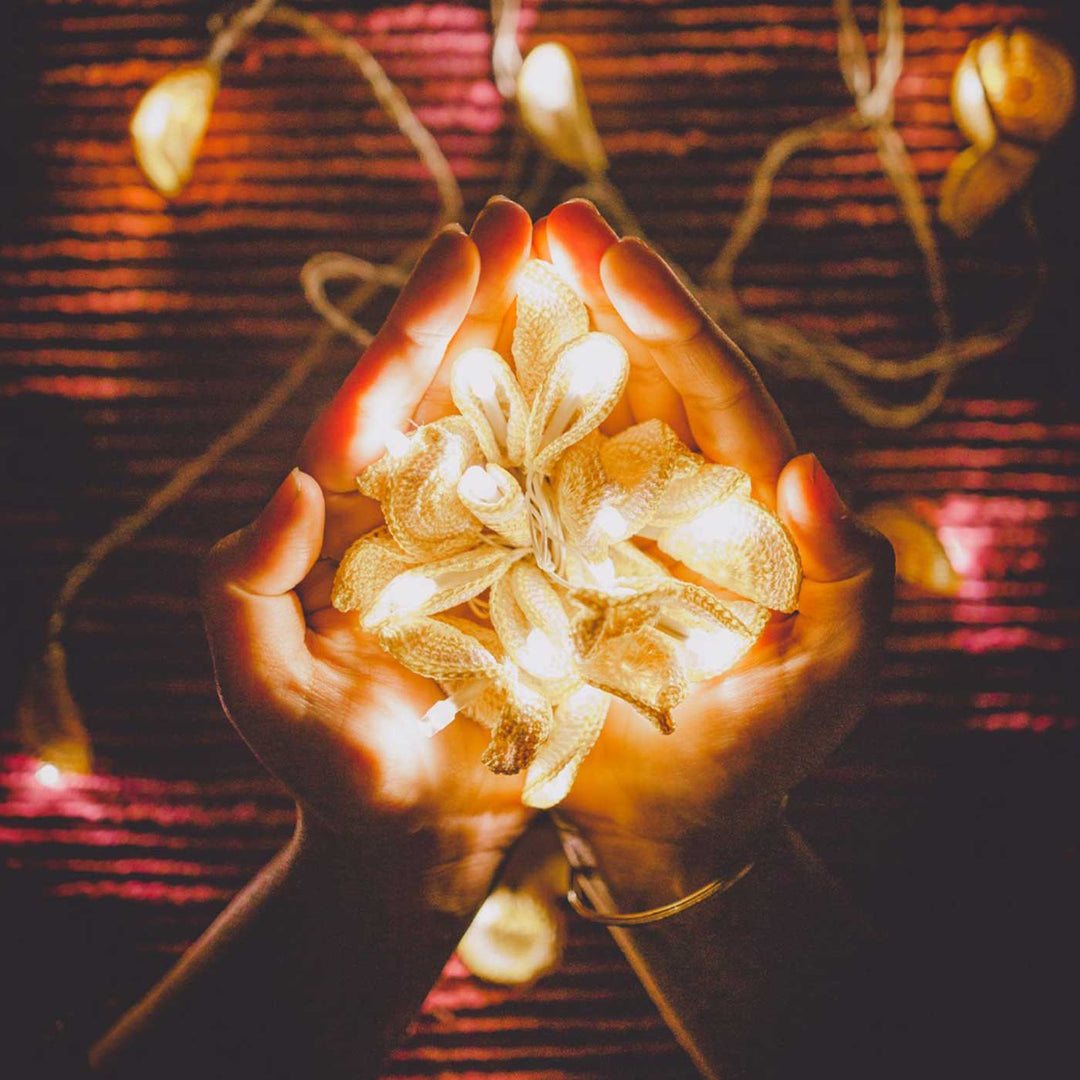 10.5m, 27 Bulbs | Handmade Crochet Yellow Lily Bougainvillea LED Fairy Light