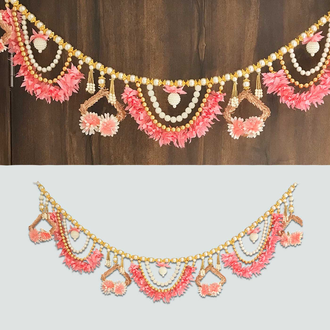40 / 44 In | Handmade Pink Gajra With Moti Toran