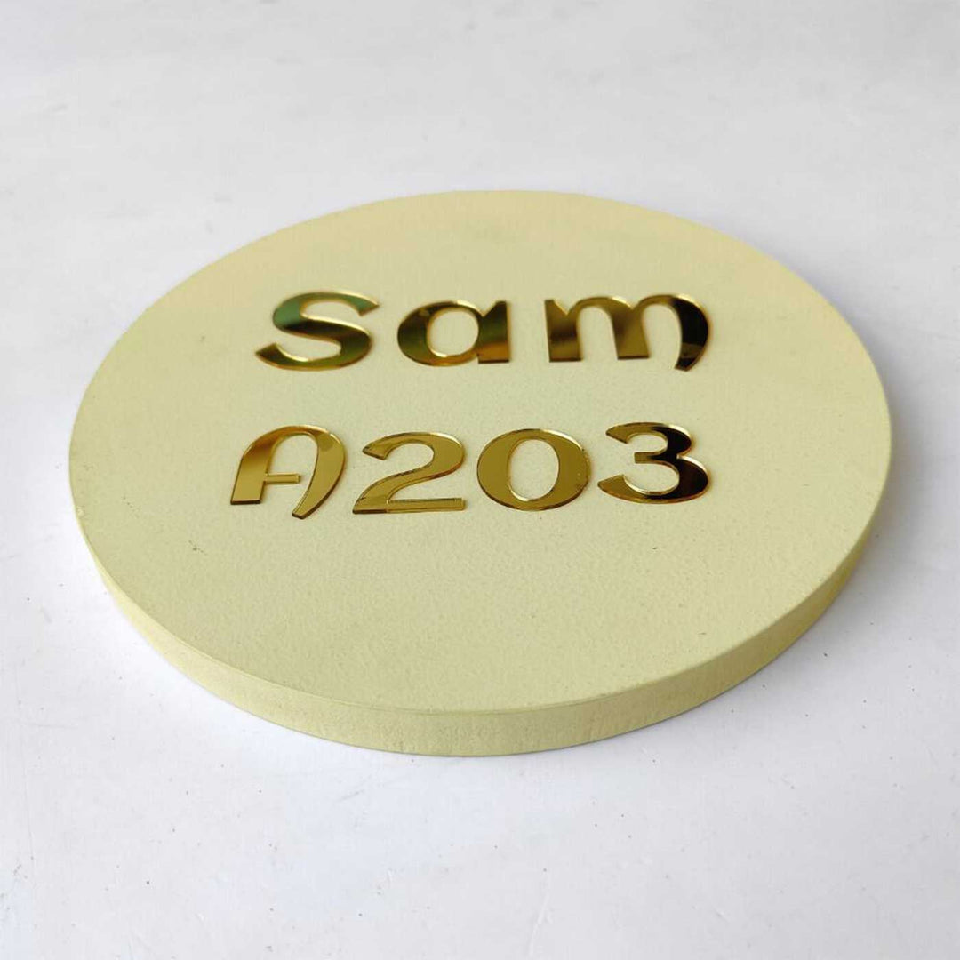 Personalized Minimal Ivory Mdf Wood Name Plate - Angled Close-up Showing Thickness