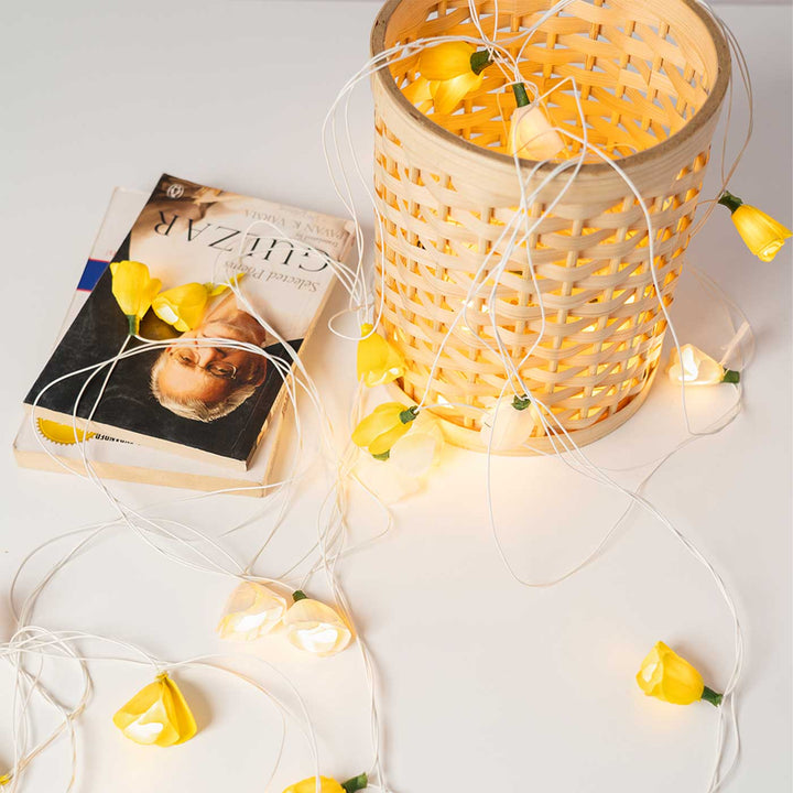 3m, 14 Bulbs | Handmade Poov String Light Yellow Color Sholapith LED Fairy Light