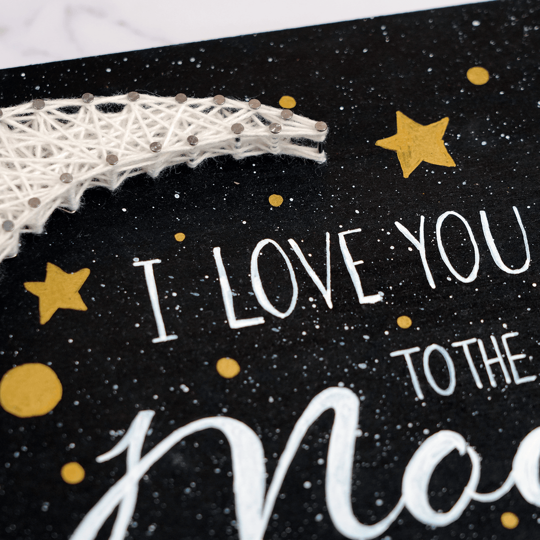 Customized Handmade String Art Moon Theme Wooden Decorative Plaque With Light