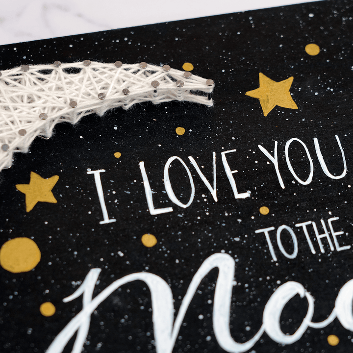 Customized Handmade String Art Moon Theme Wooden Decorative Plaque With Light